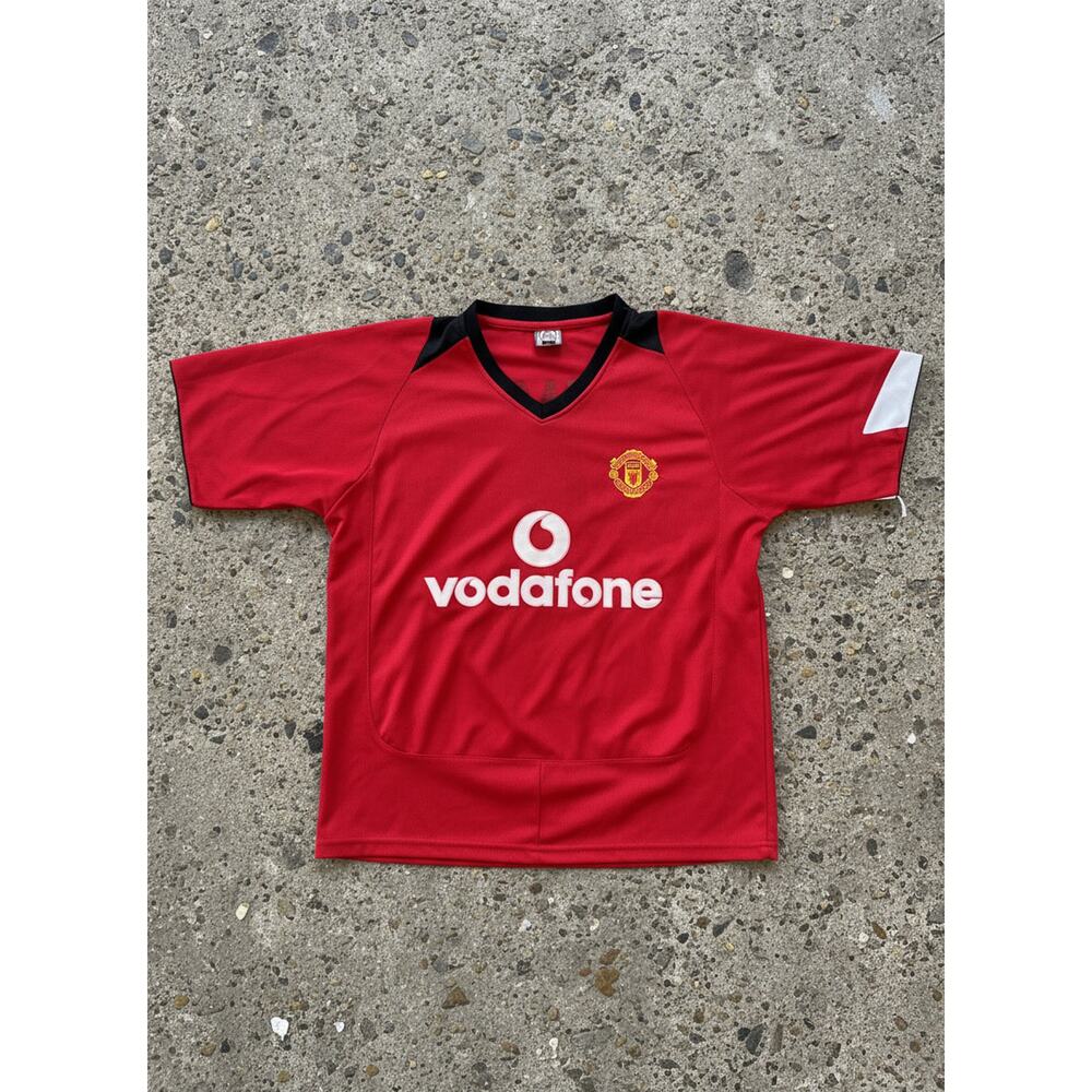 Vintage Manchester United Vodafone Jersey – Red/Black Davo #9 XL
